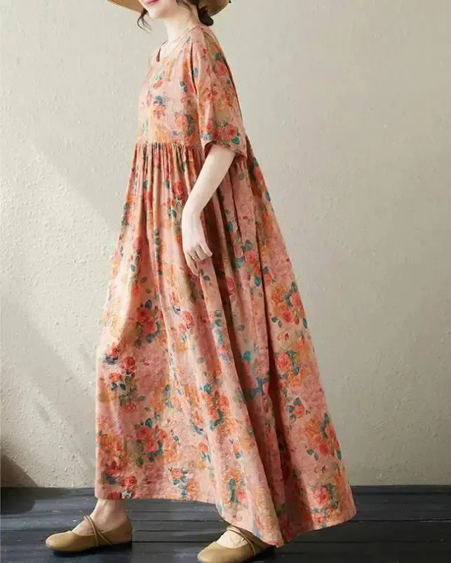 A-Line Summer Dress Cotton Dress in Soft Cotton Blend