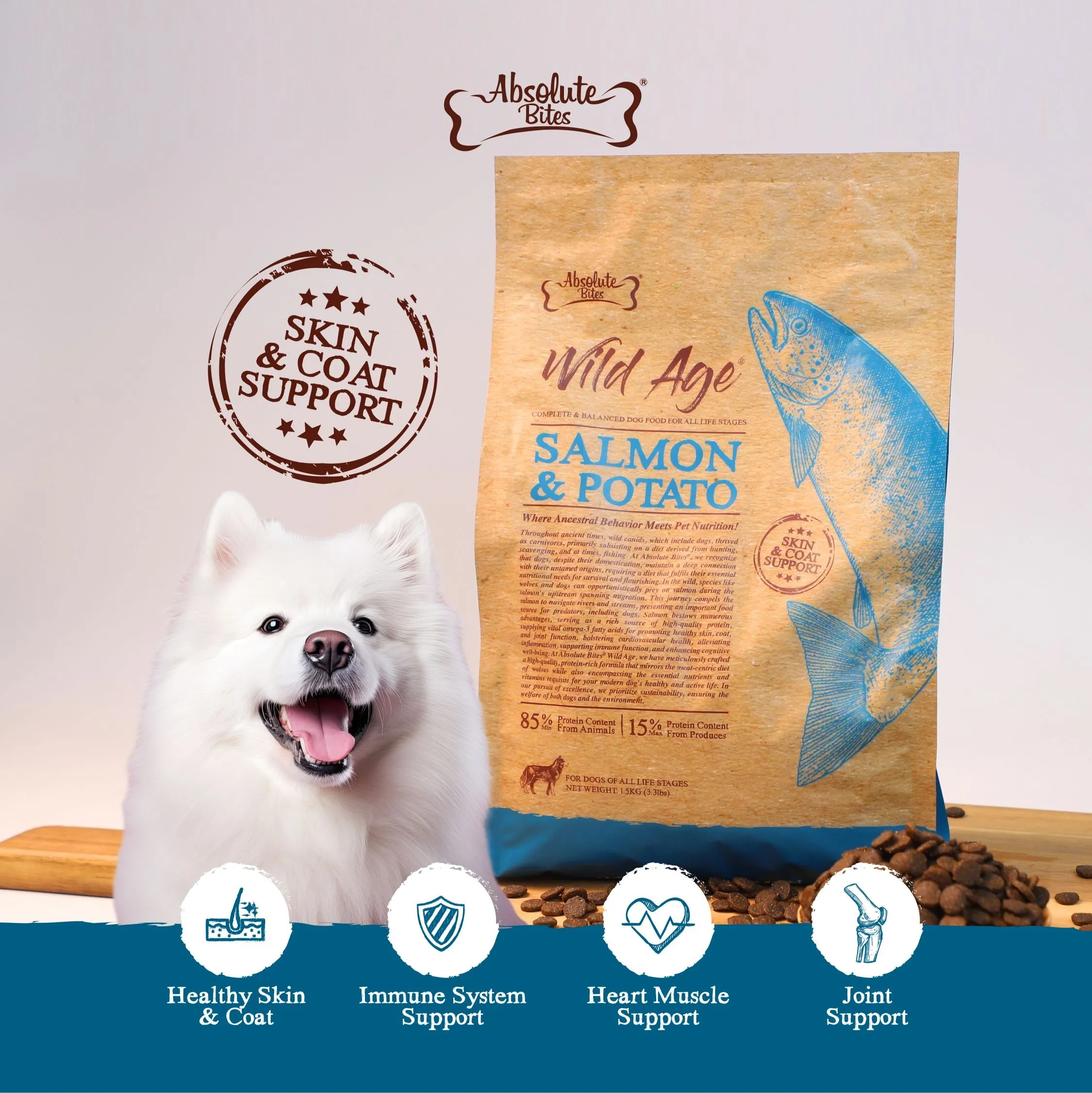 Absolute Bites Wild Age Dry Dog Food - Salmon & Potato (3.3lbs)