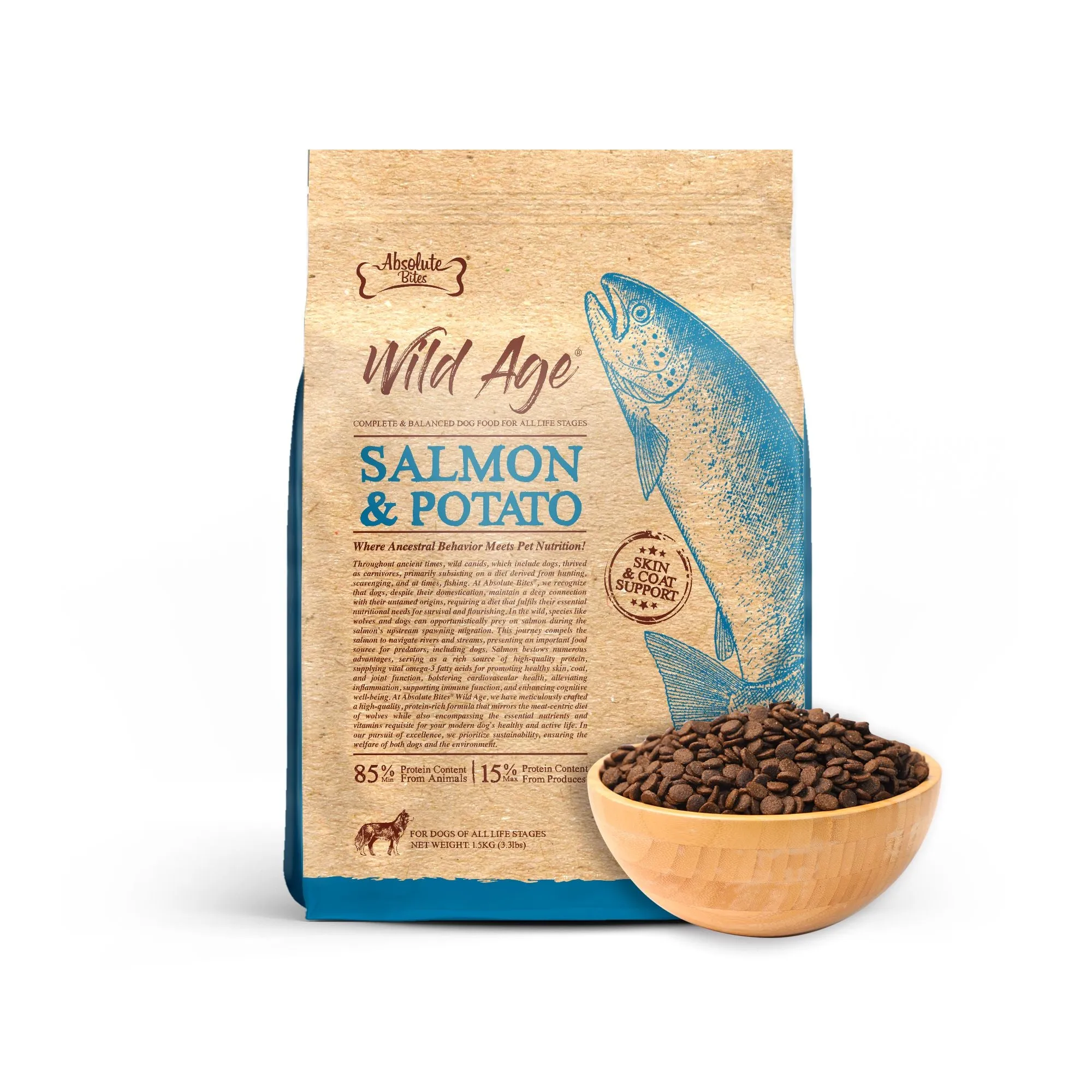Absolute Bites Wild Age Dry Dog Food - Salmon & Potato (3.3lbs)