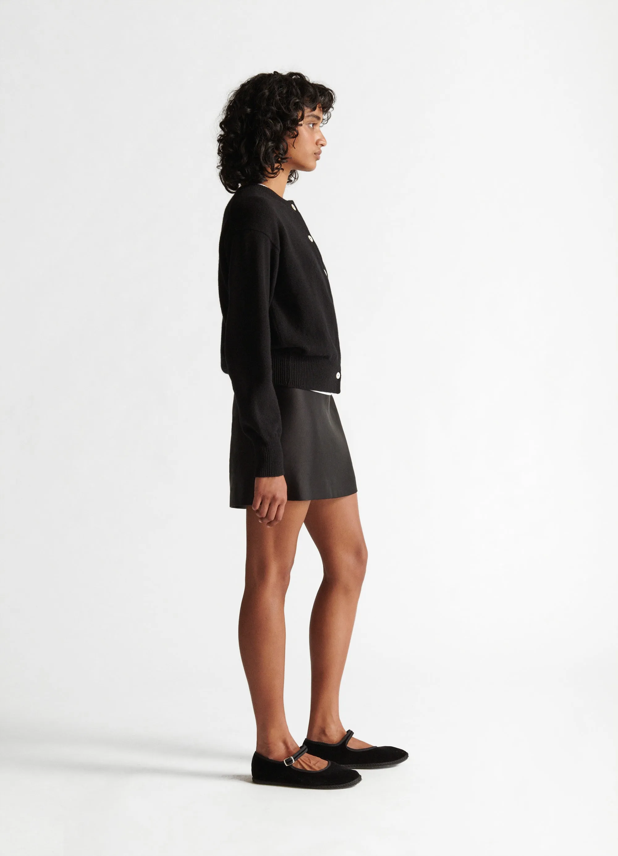 Ada Crewneck Cardigan in Black