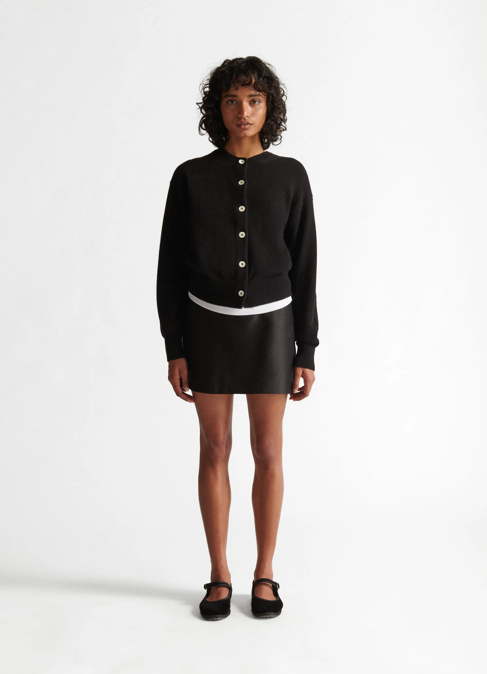 Ada Crewneck Cardigan in Black