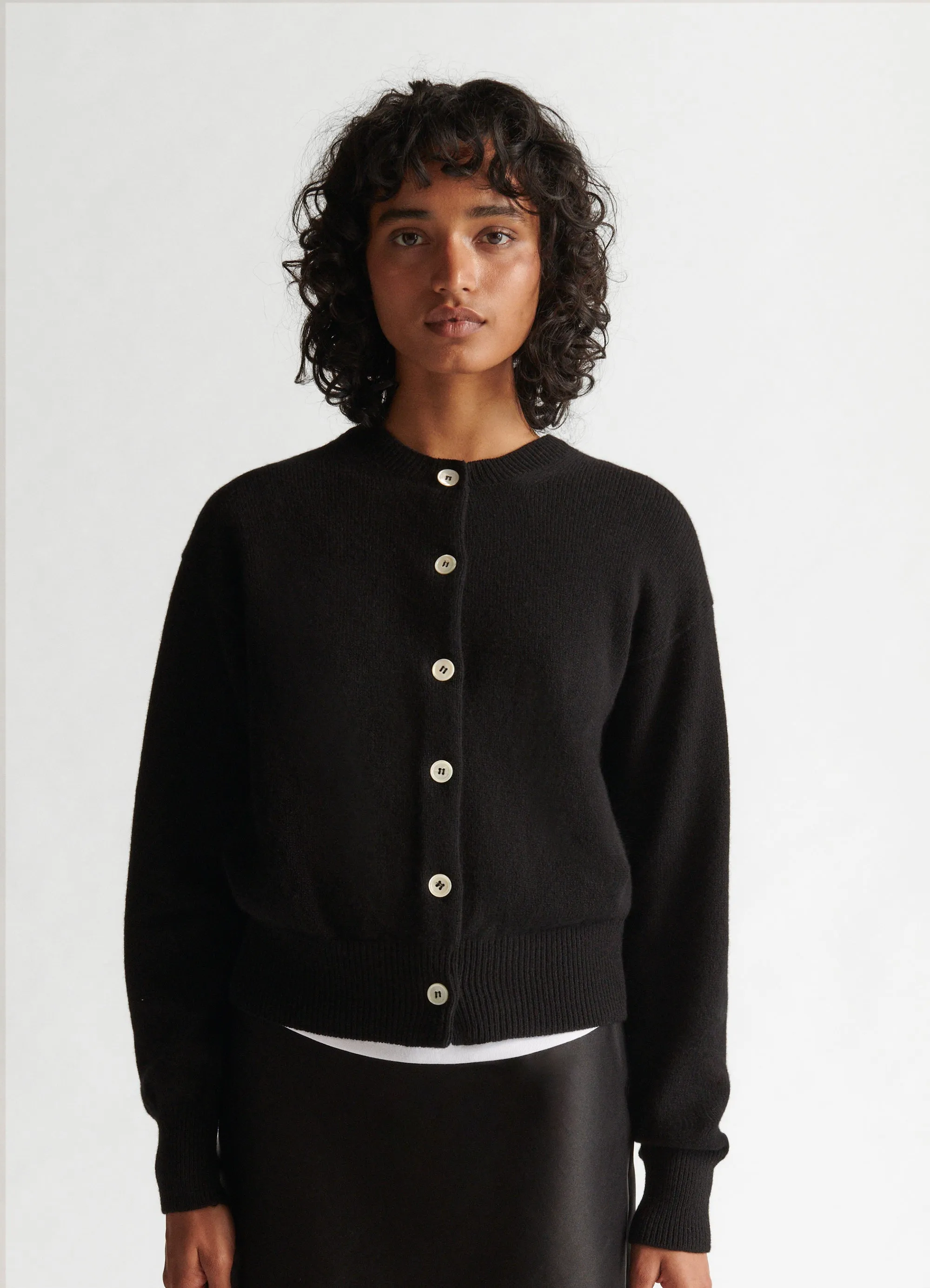 Ada Crewneck Cardigan in Black
