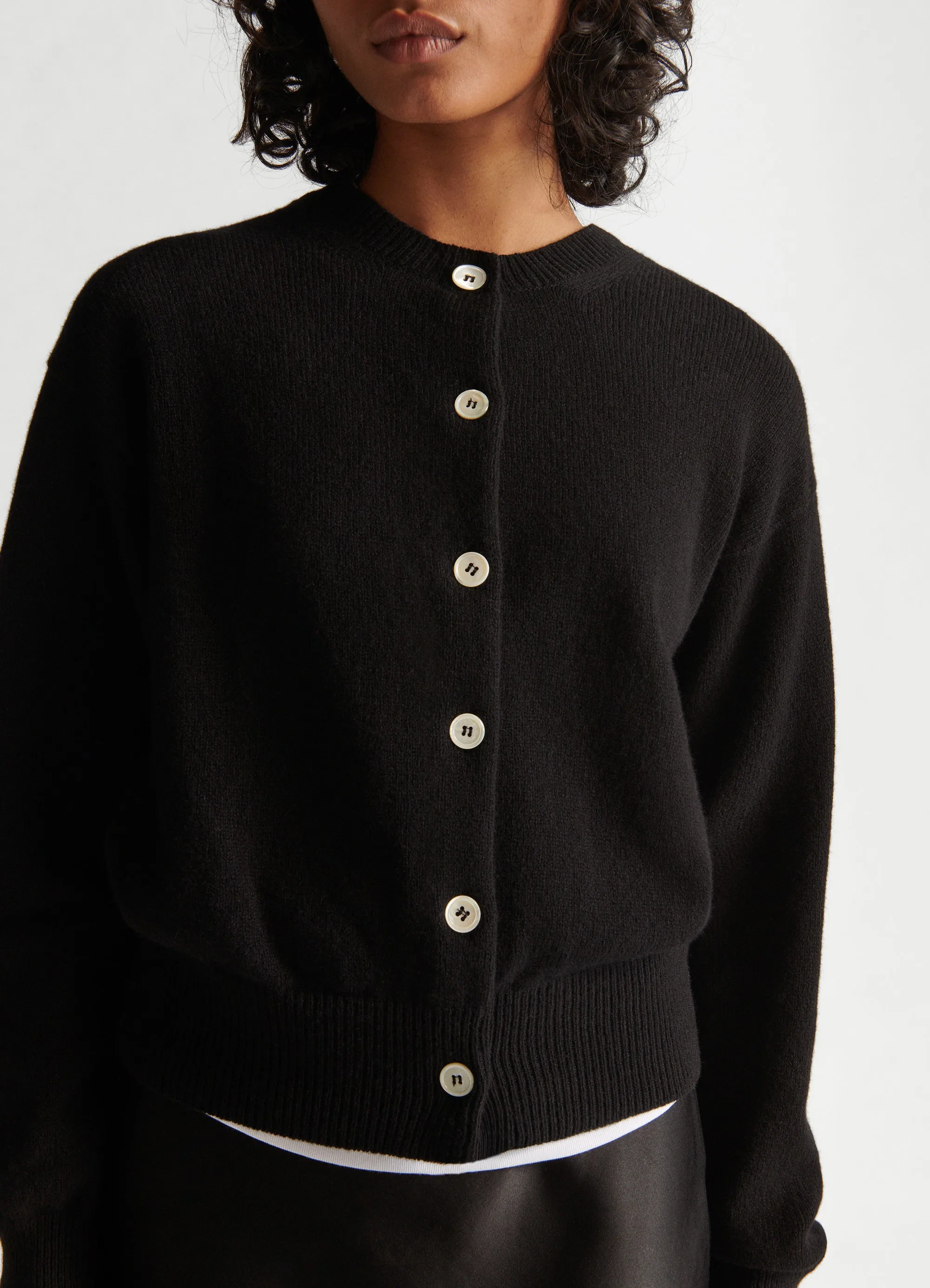 Ada Crewneck Cardigan in Black