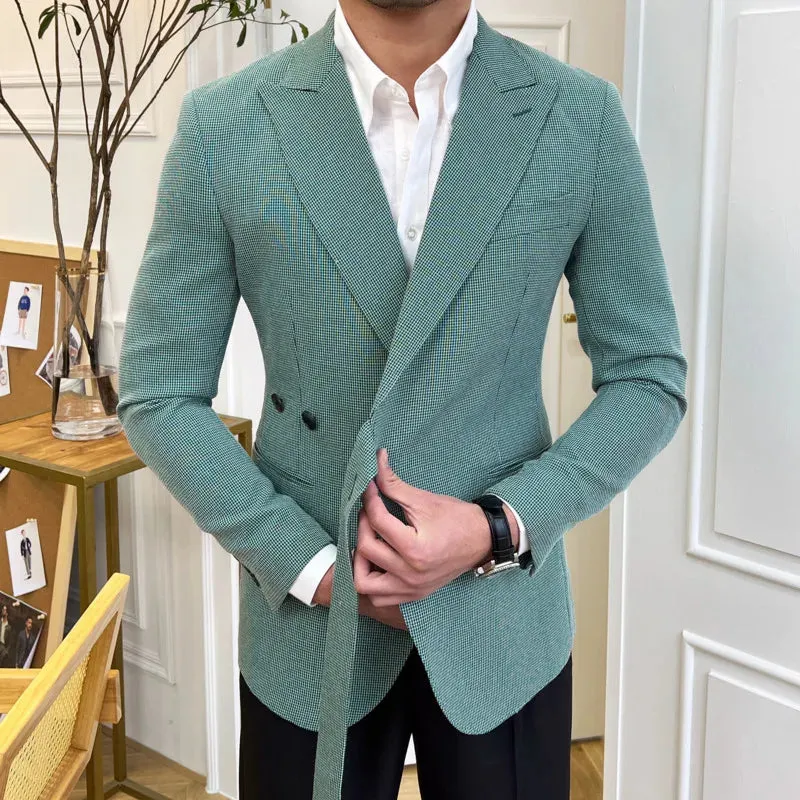 Aidase Men Lattice Blazer British Luxury Retro Lattice Men Blazer Hombre Mariage Homme Smoking Homme  Business Blazer Hombre Gentleman