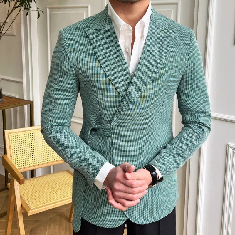 Aidase Men Lattice Blazer British Luxury Retro Lattice Men Blazer Hombre Mariage Homme Smoking Homme  Business Blazer Hombre Gentleman