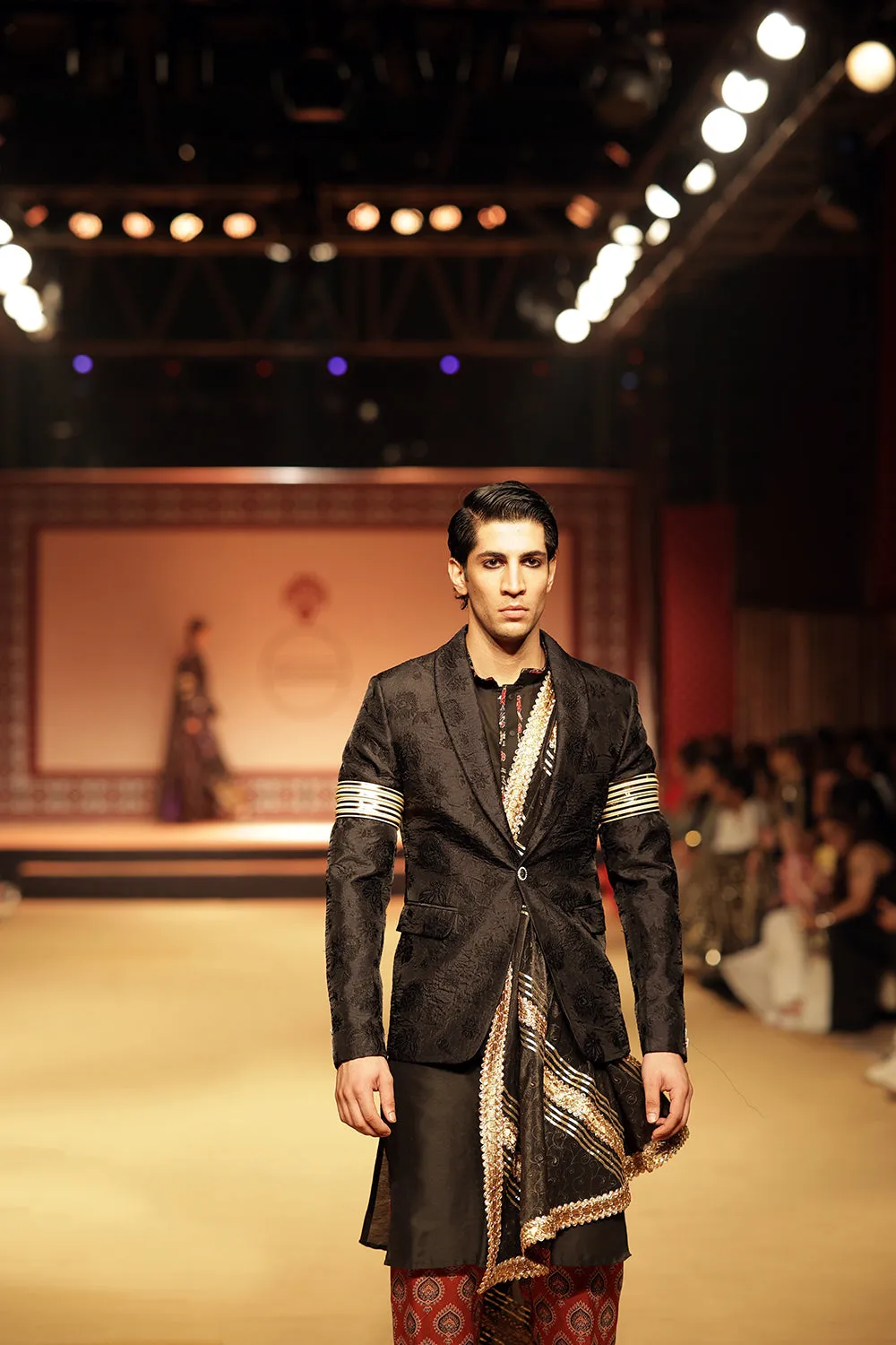 Ajrakh Jacquard Blazer With Ajrakh Pants 