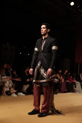 Ajrakh Jacquard Blazer With Ajrakh Pants 