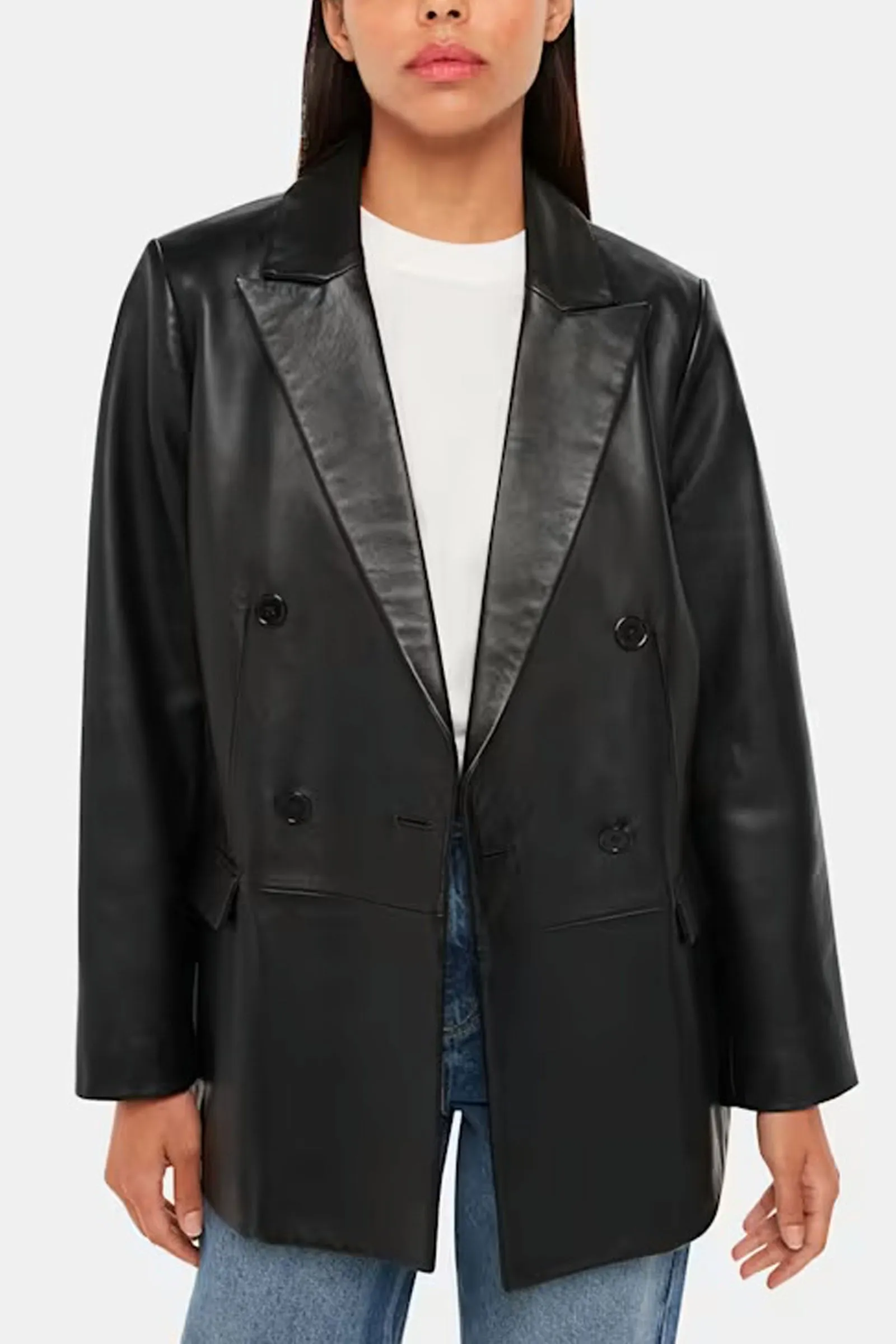 Aliza Waisted Leather Blazer