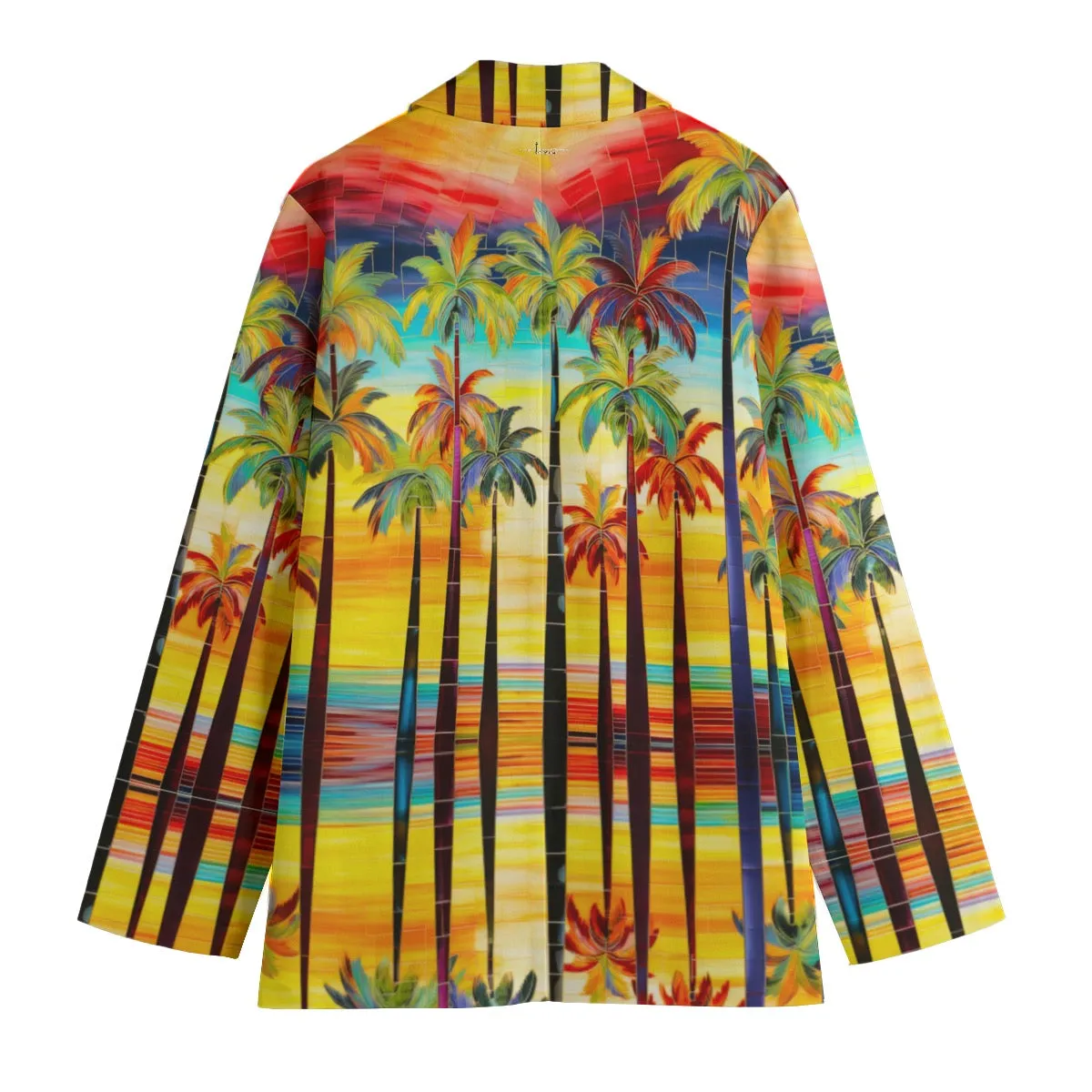 All-Over Print Women's Leisure Blazer | 245GSM Cotton summer palm