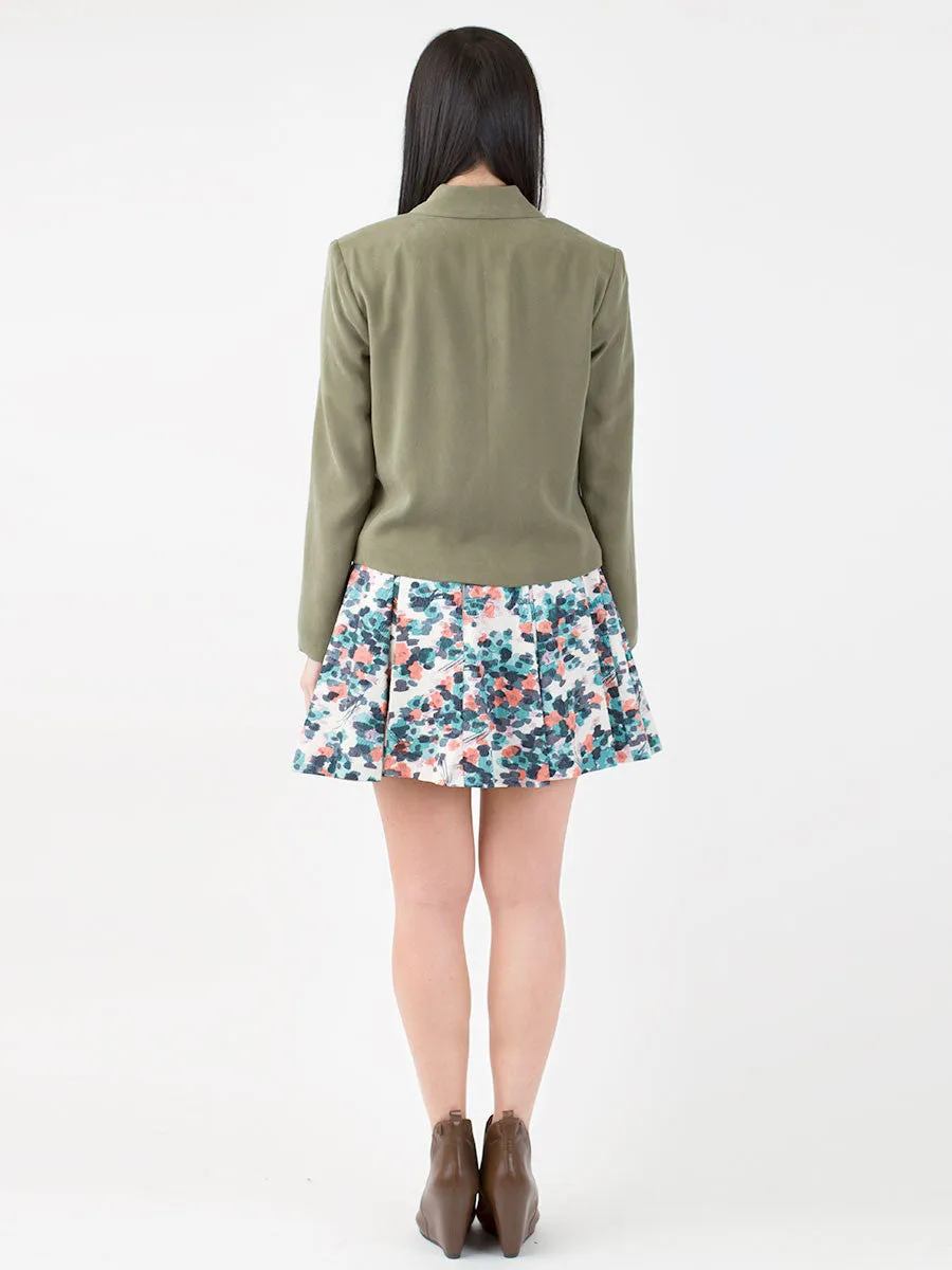 Aya Cropped Fabric Blazer in Army