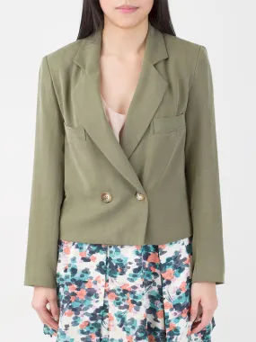 Aya Cropped Fabric Blazer in Army
