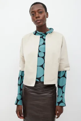Beige Open Cropped Blazer