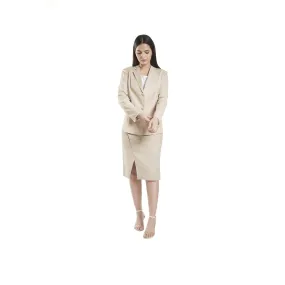 Beige Poly Women's Cotton Skirt Suit