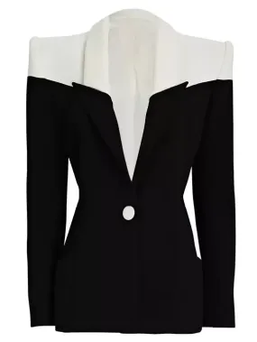 Bicolor Single-Breasted Blazer Jacket