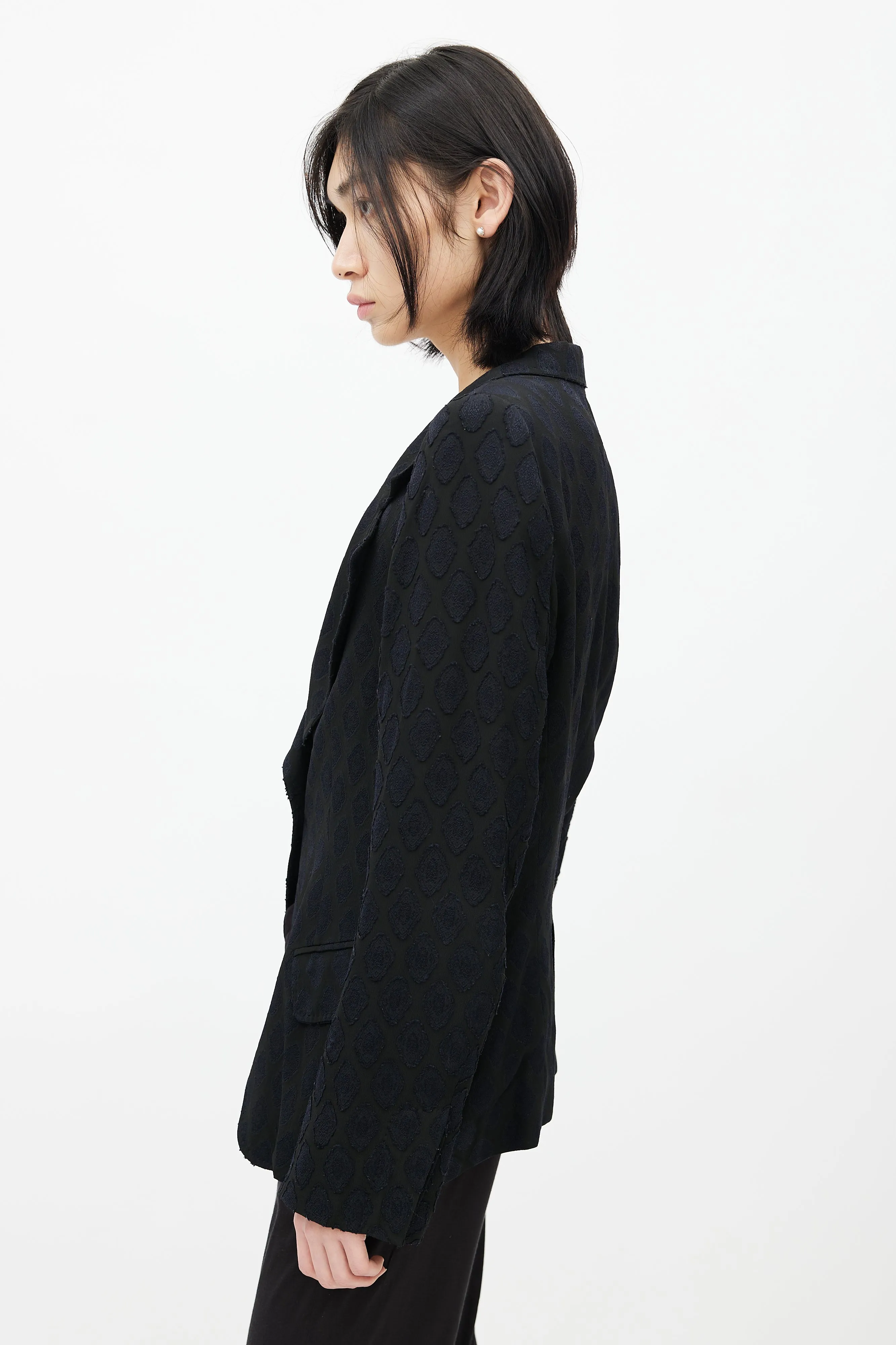 Black & Navy Brocade Blazer