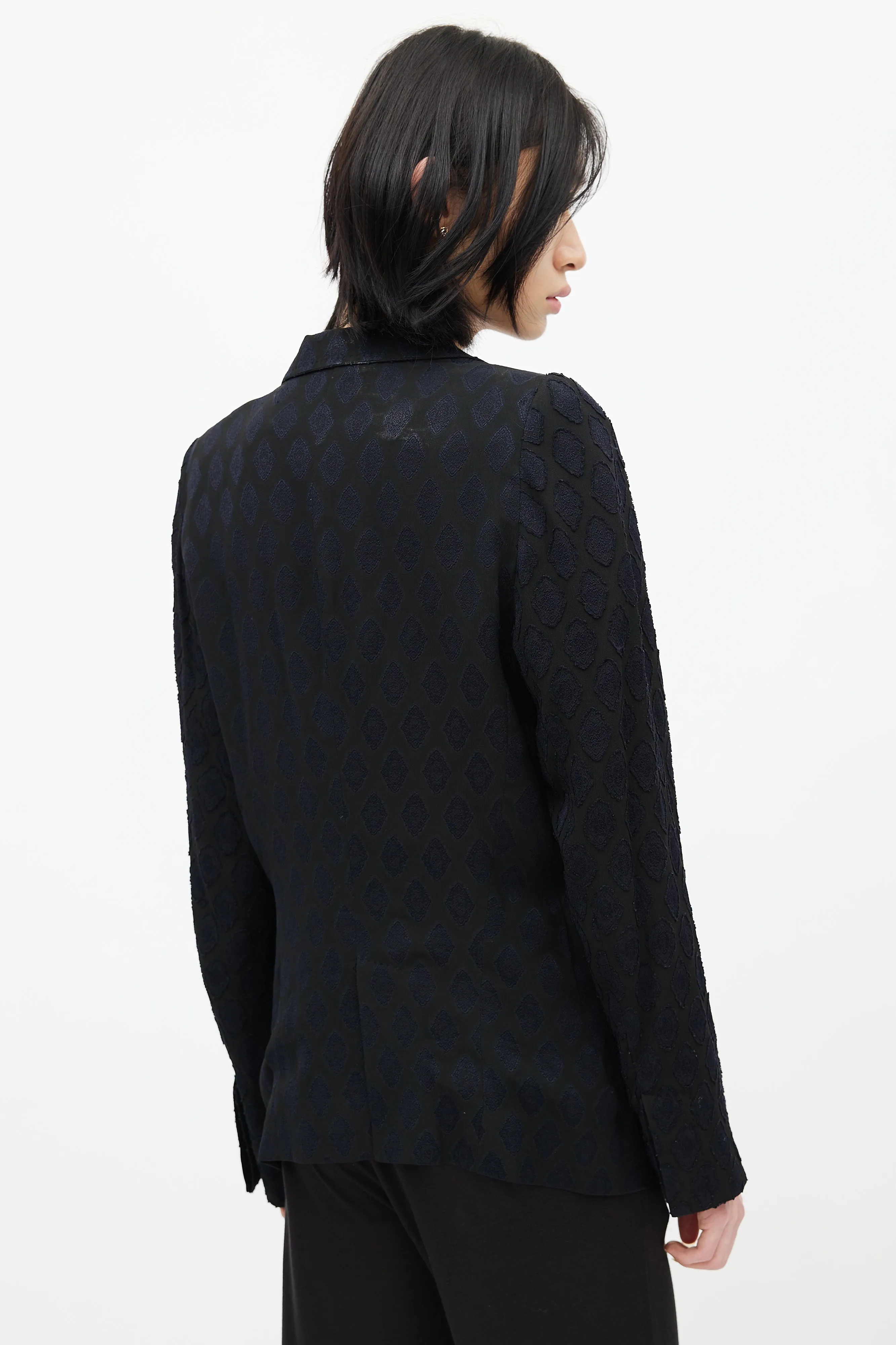 Black & Navy Brocade Blazer