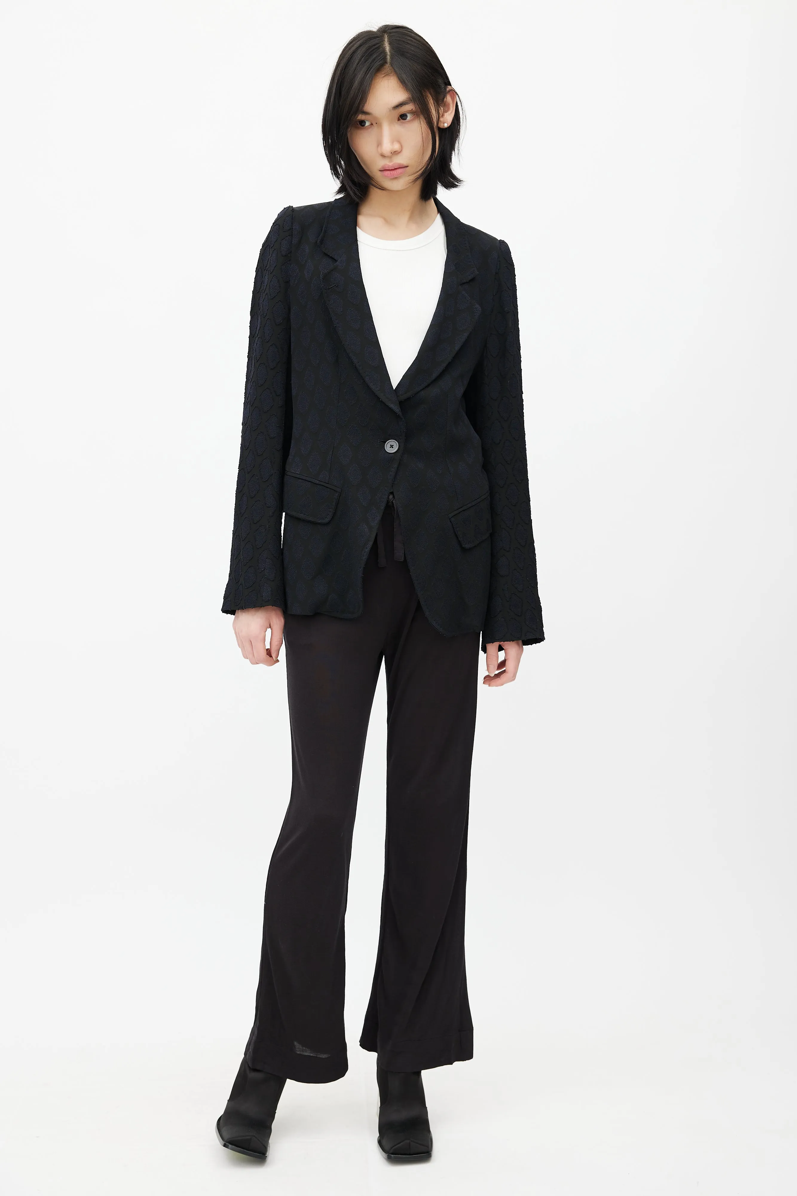 Black & Navy Brocade Blazer