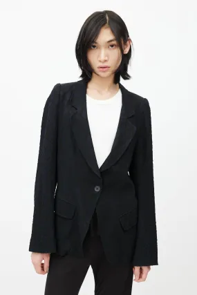 Black & Navy Brocade Blazer