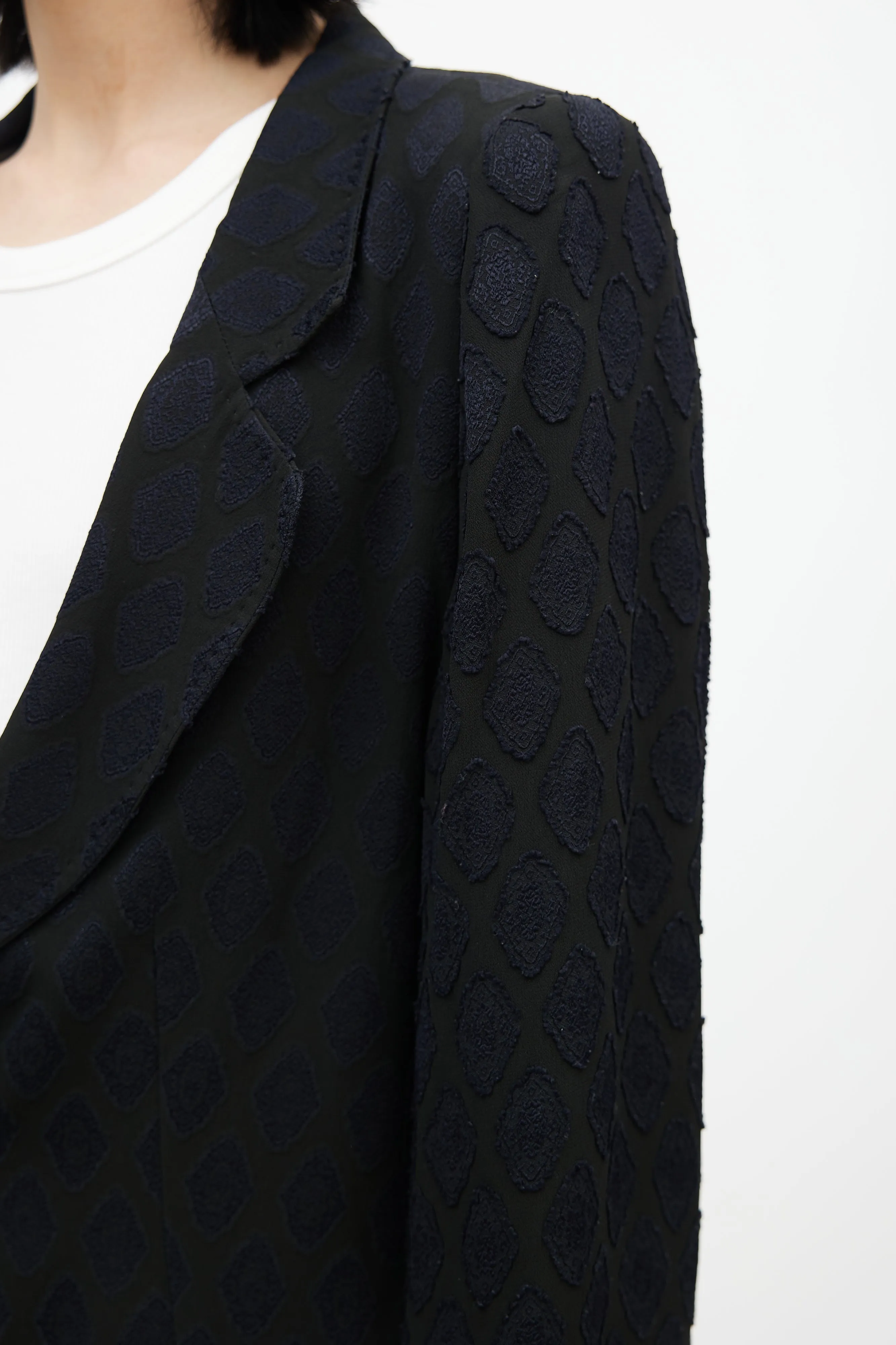 Black & Navy Brocade Blazer