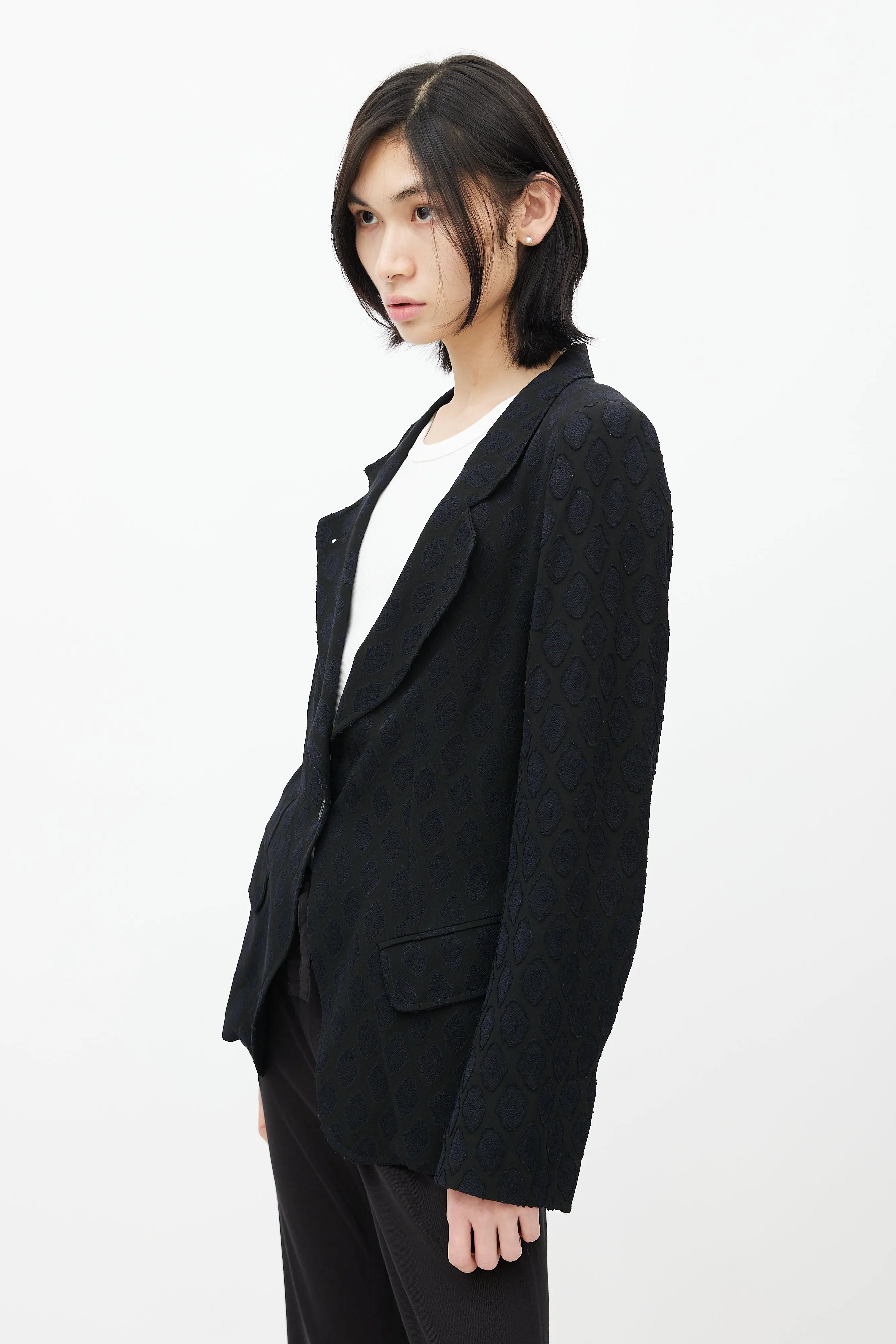 Black & Navy Brocade Blazer