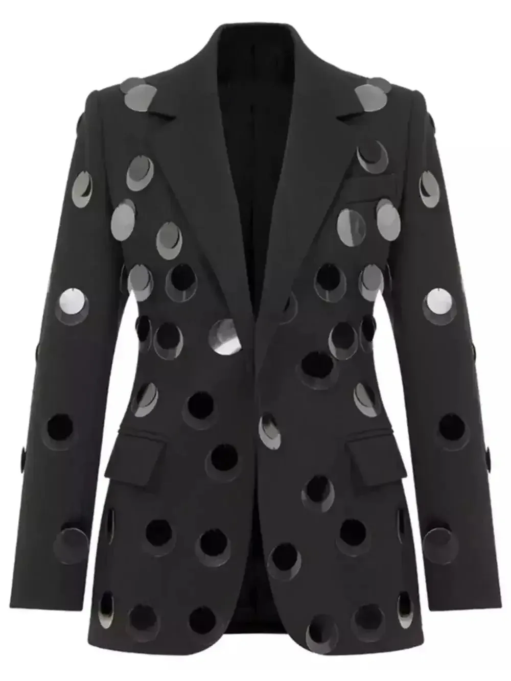 Black Blazer with Large Paillette Sequins
