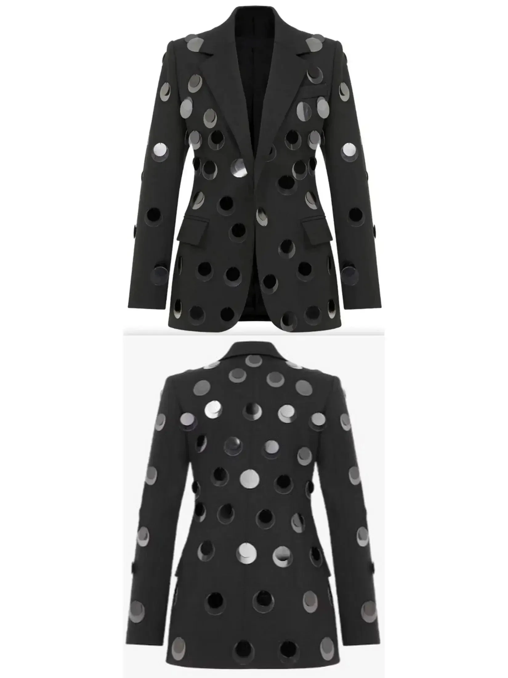 Black Blazer with Large Paillette Sequins