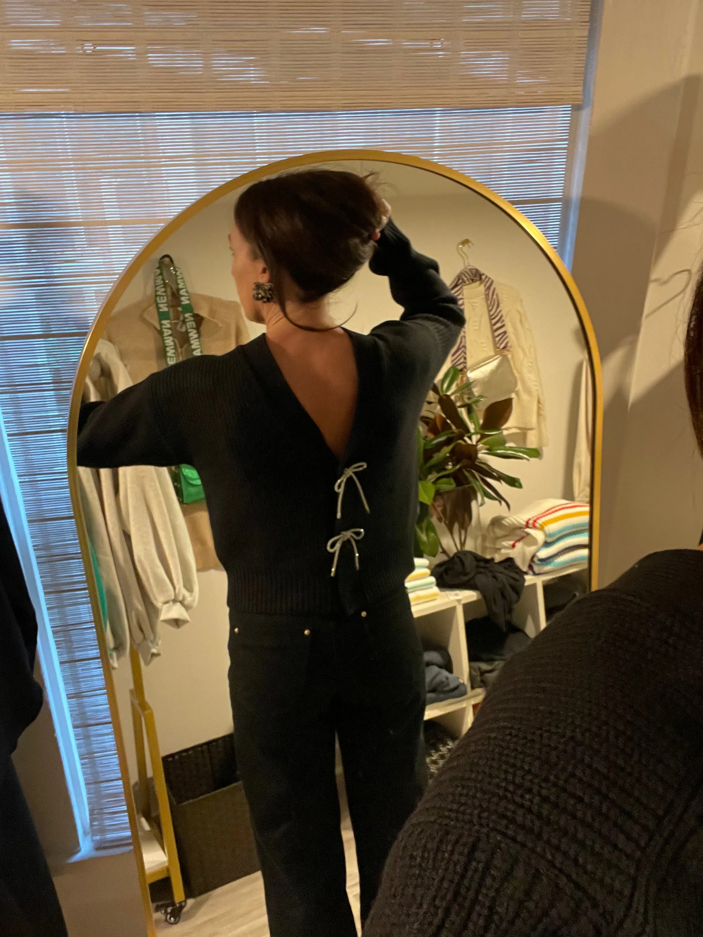 Black Cardigan with Crystal Bows