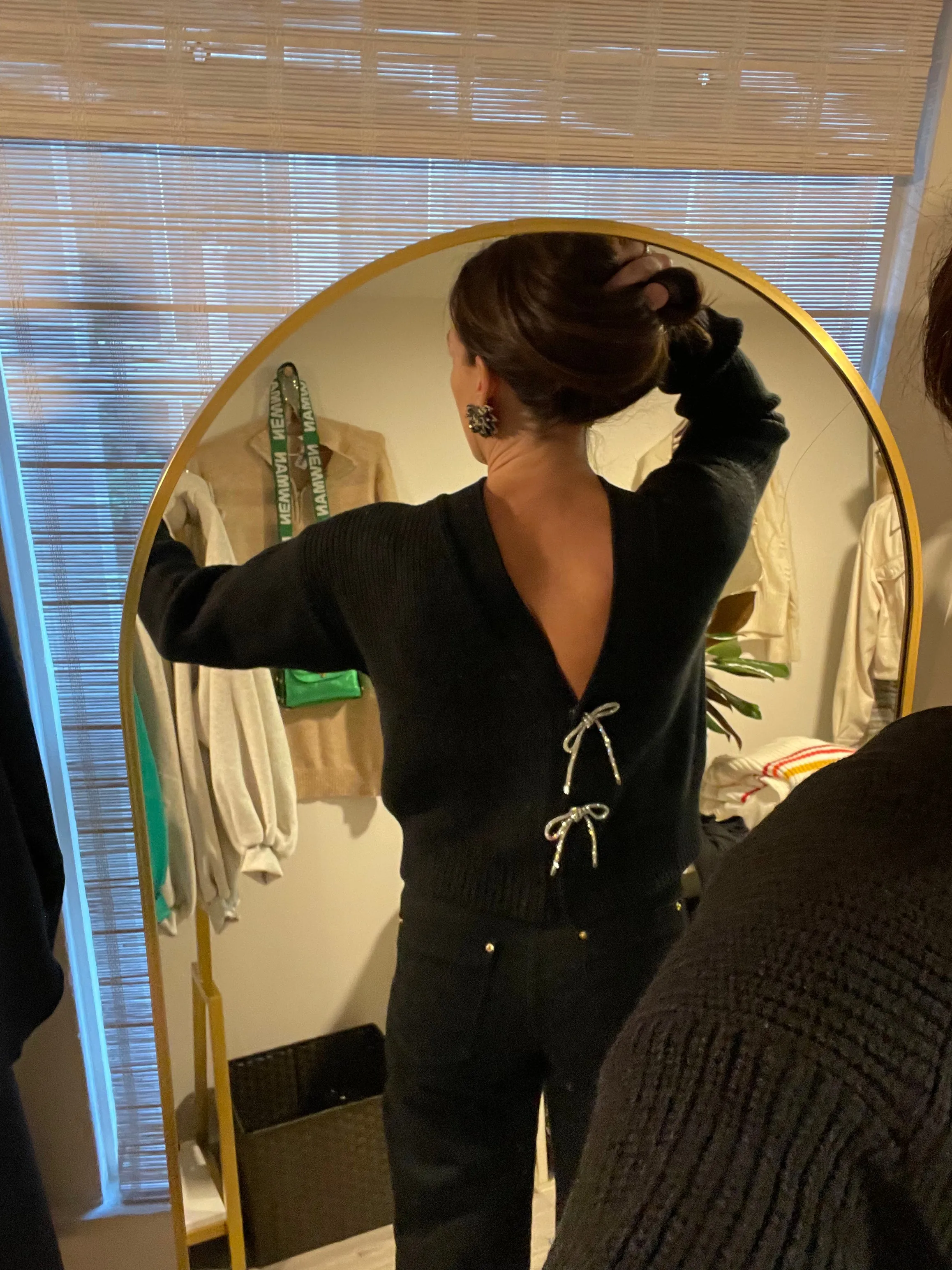 Black Cardigan with Crystal Bows