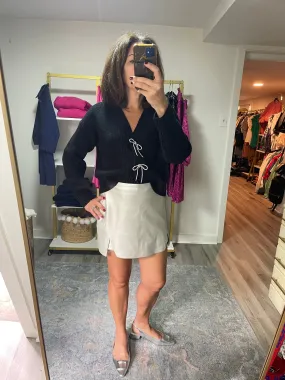 Black Cardigan with Crystal Bows