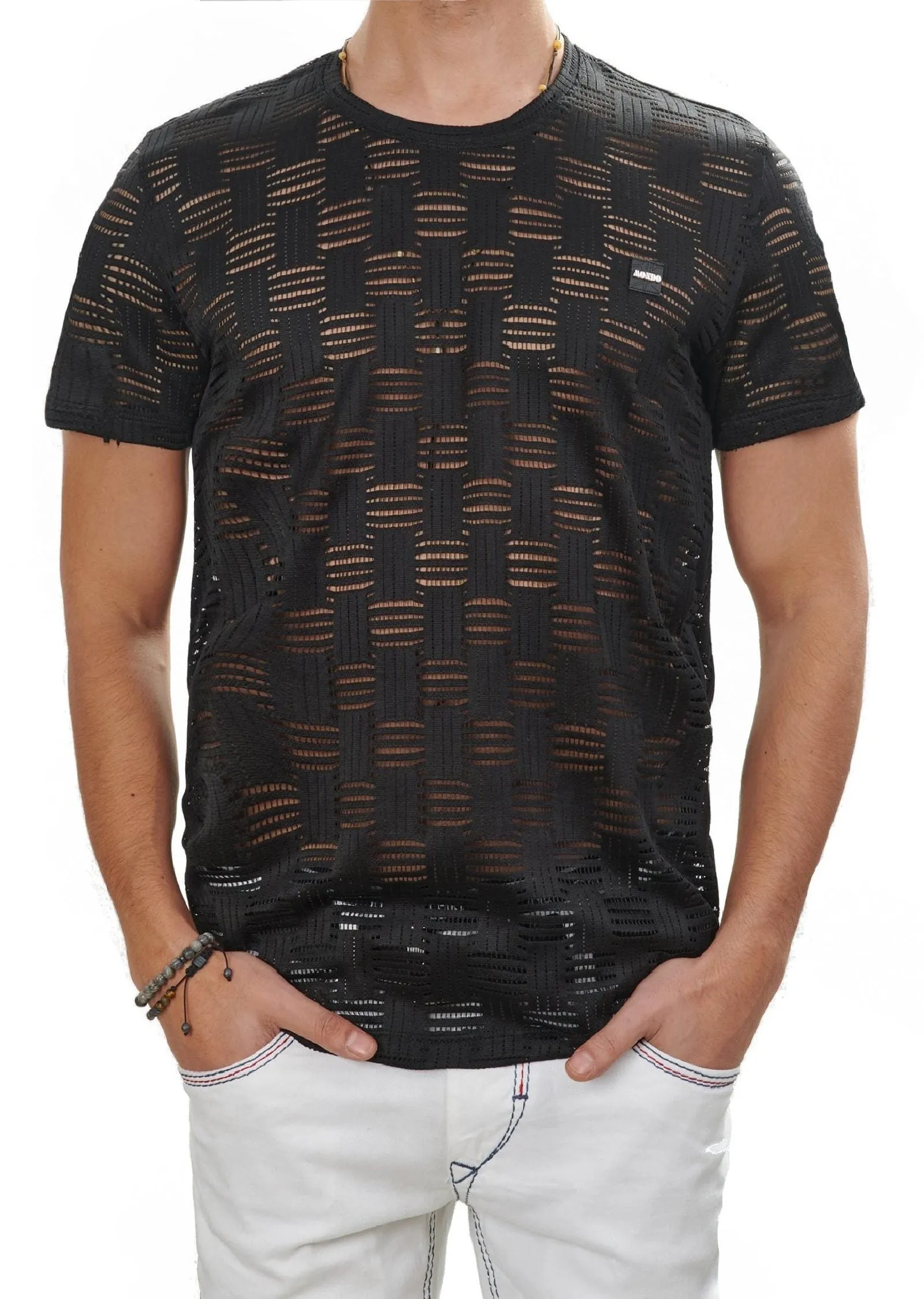 Black Crochet Knit Tee
