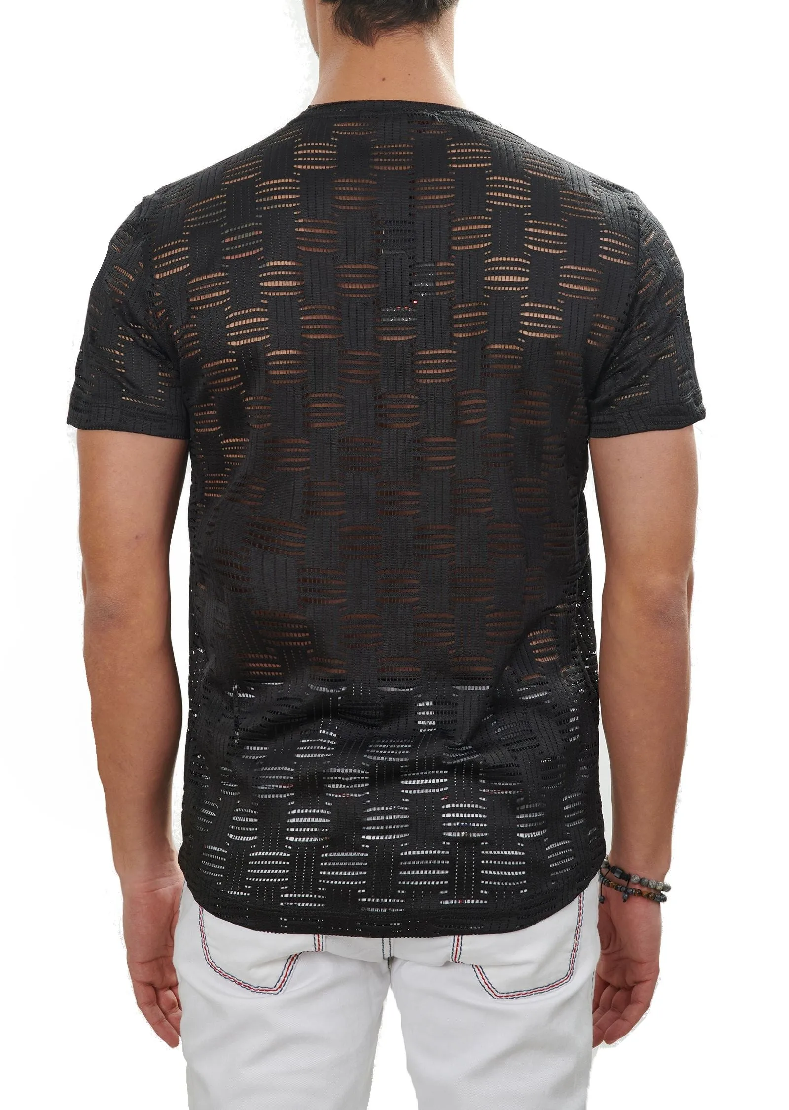 Black Crochet Knit Tee