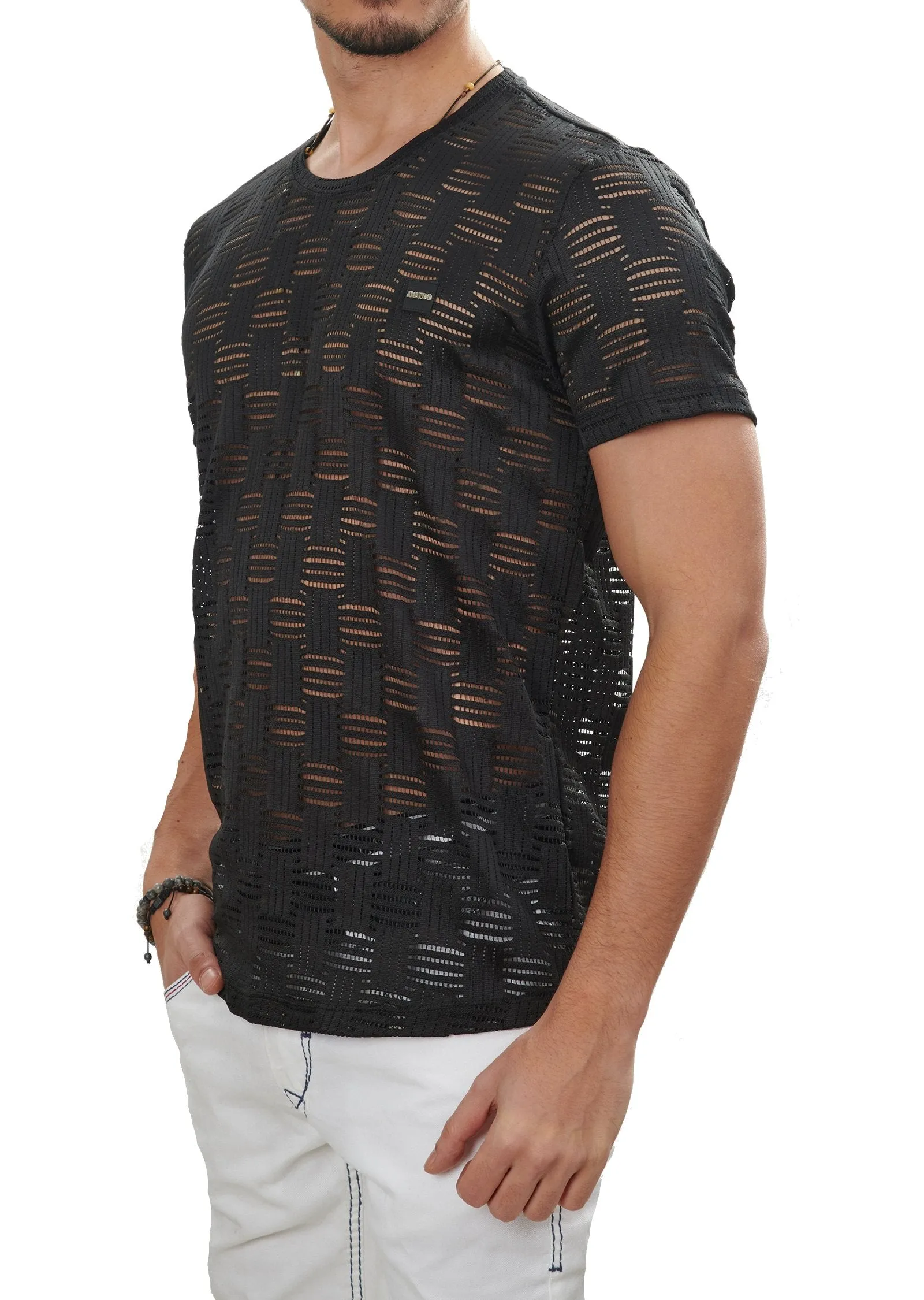 Black Crochet Knit Tee