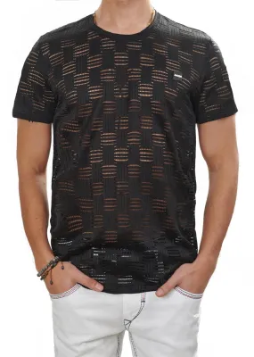 Black Crochet Knit Tee