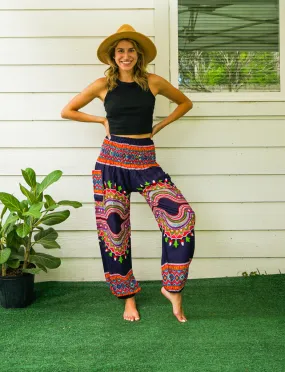 Black Orange Festive Harem Pants