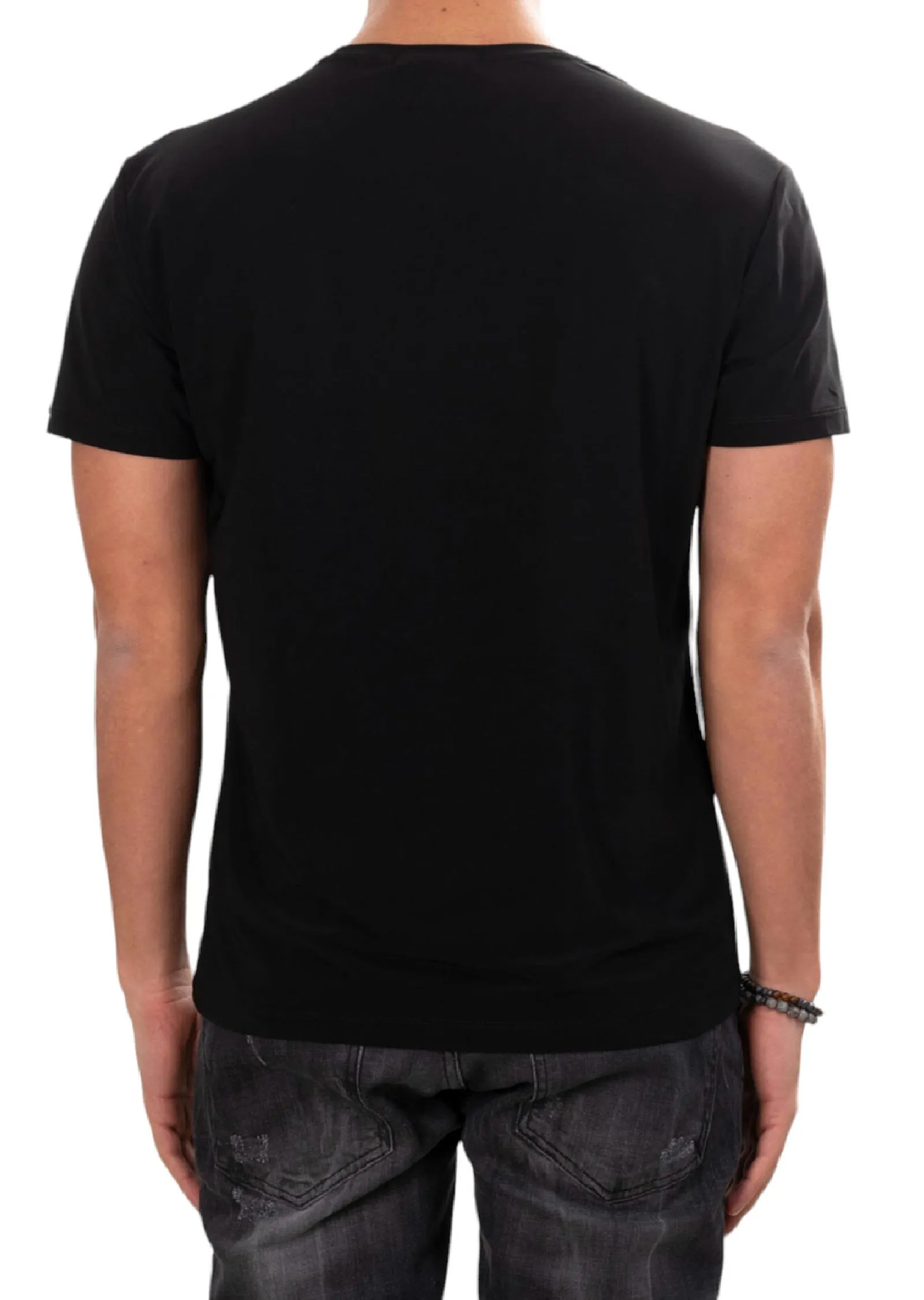 Black Partial Abstract Studded Tee