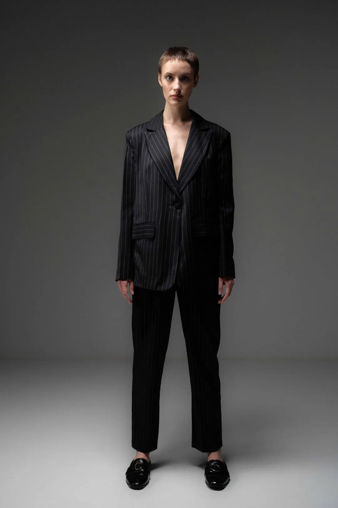 BLACK PINSTRIPE SUIT