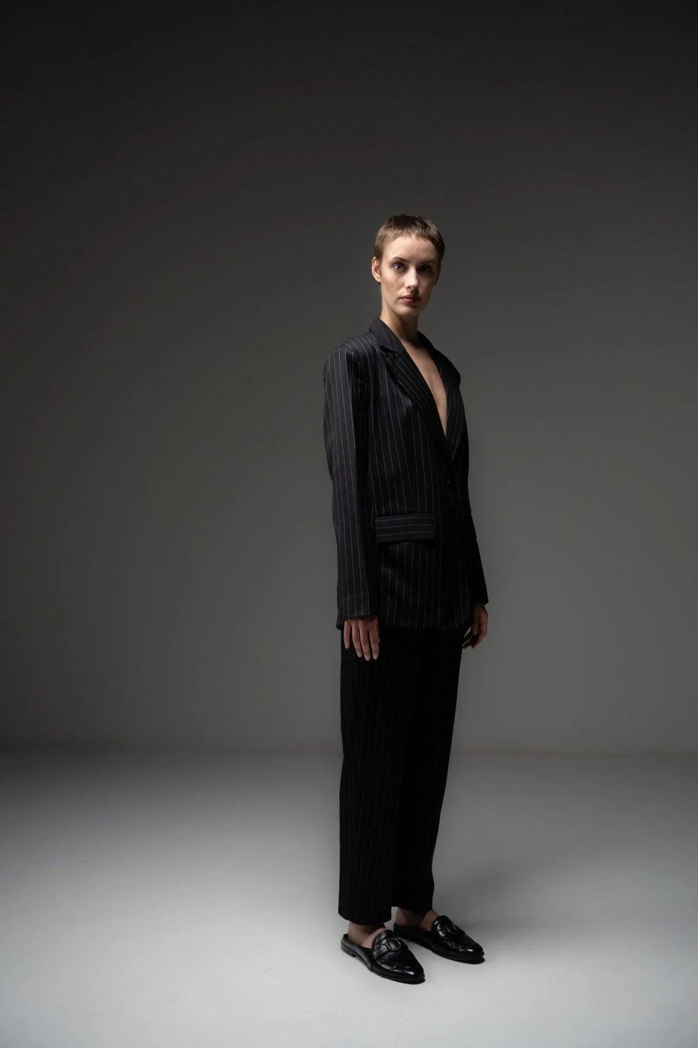 BLACK PINSTRIPE SUIT