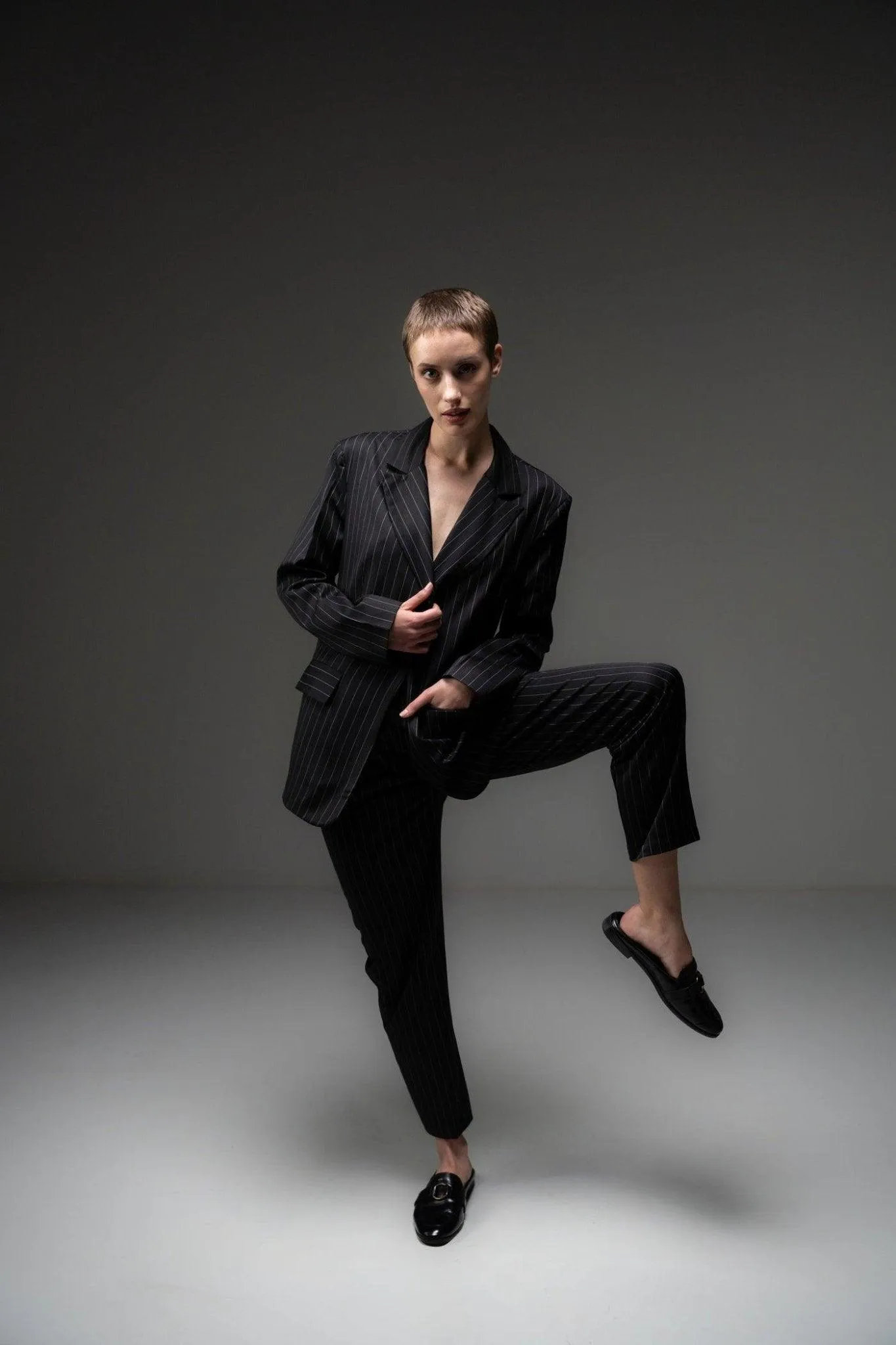 BLACK PINSTRIPE SUIT