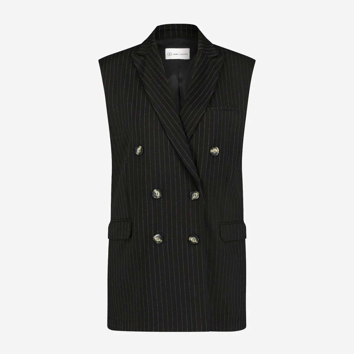 BLACK PINSTRIPE WAISTCOAT TECHNICAL JERSEY