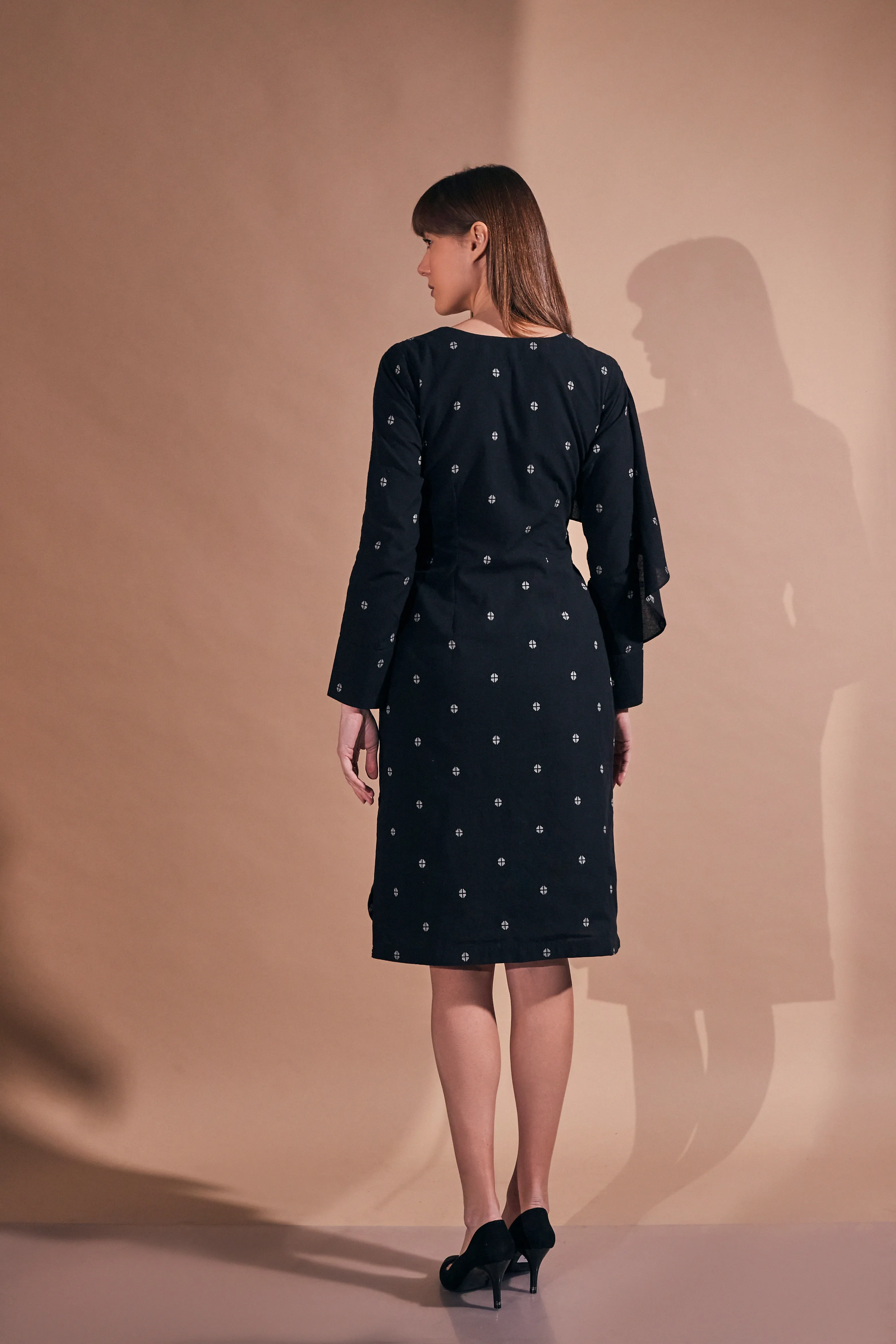 Black Pure Cotton Women's Printed Dress