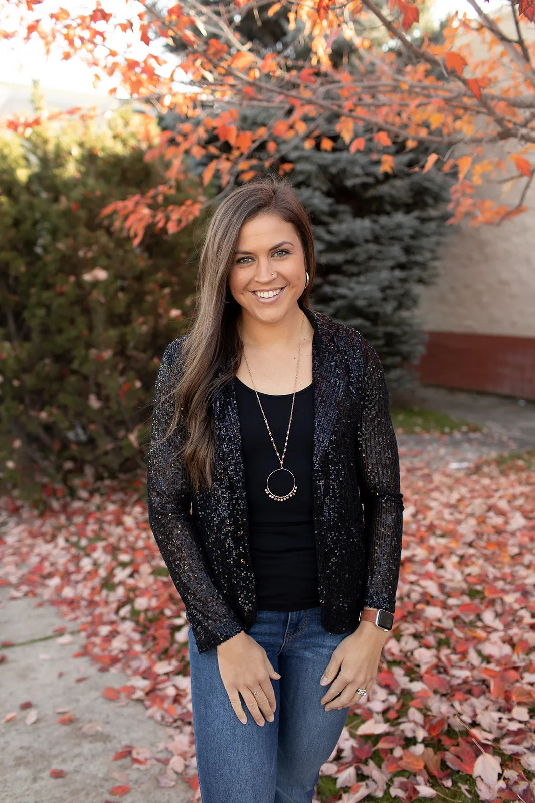 Black Sequin Stretch Blazer (SM-3X)