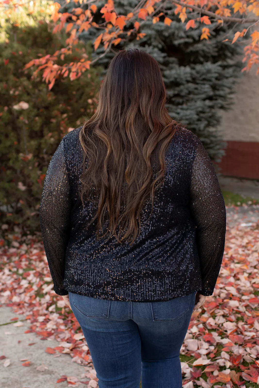 Black Sequin Stretch Blazer (SM-3X)