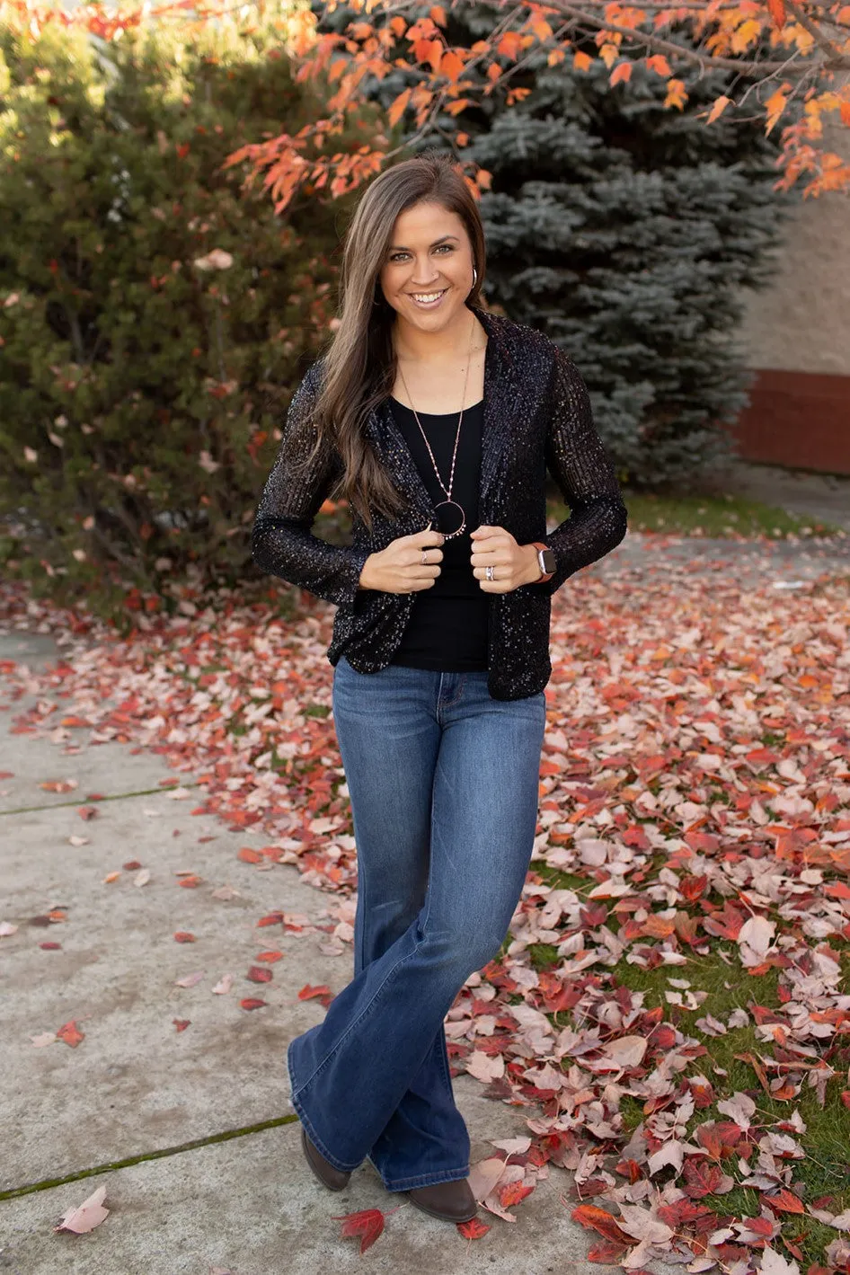 Black Sequin Stretch Blazer (SM-3X)