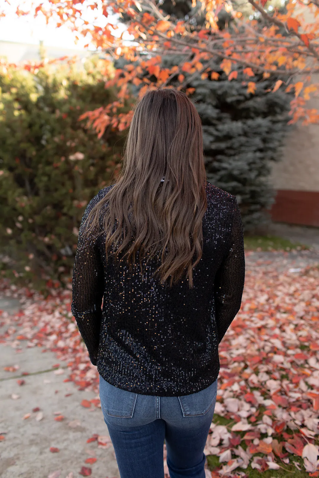 Black Sequin Stretch Blazer (SM-3X)