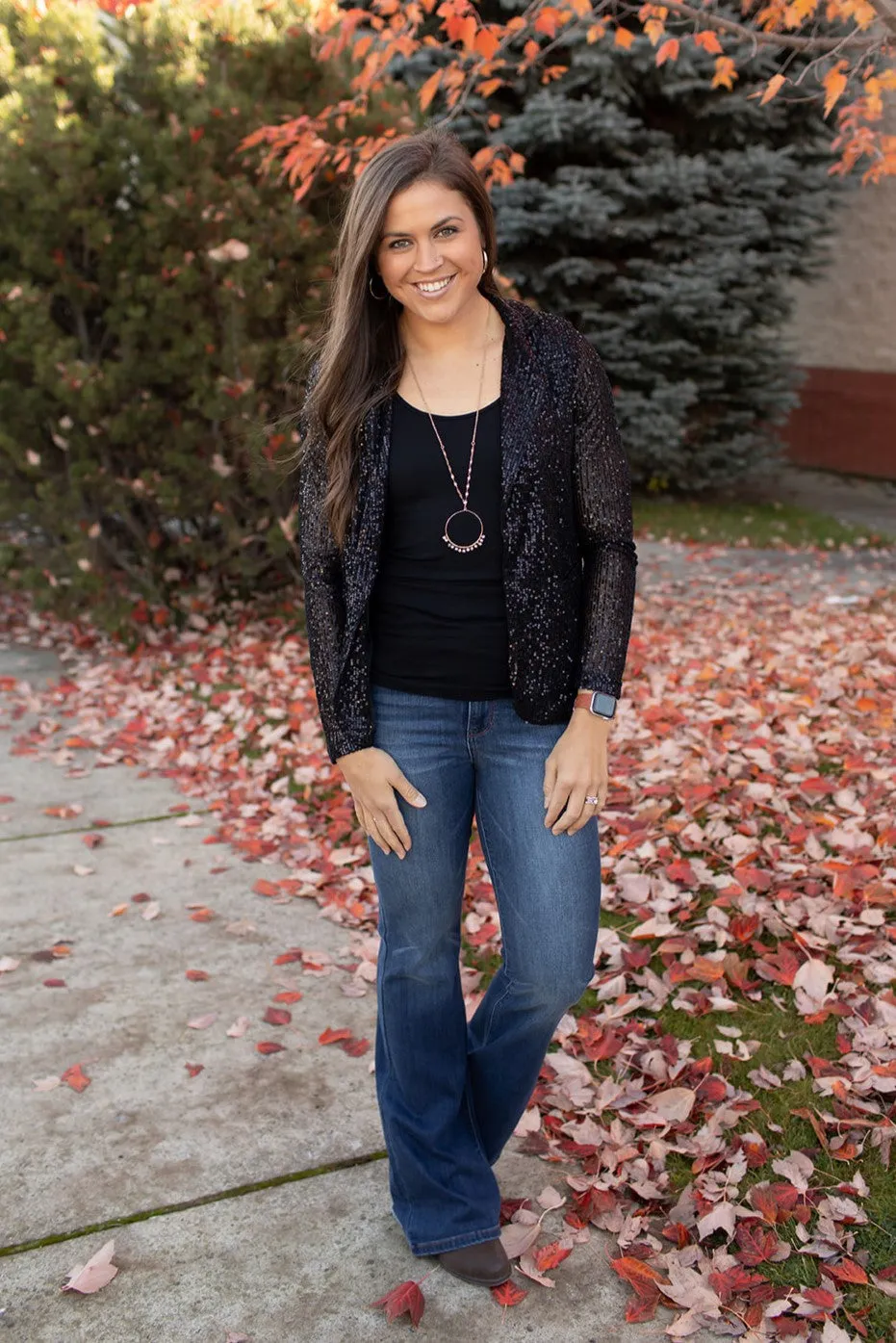 Black Sequin Stretch Blazer (SM-3X)
