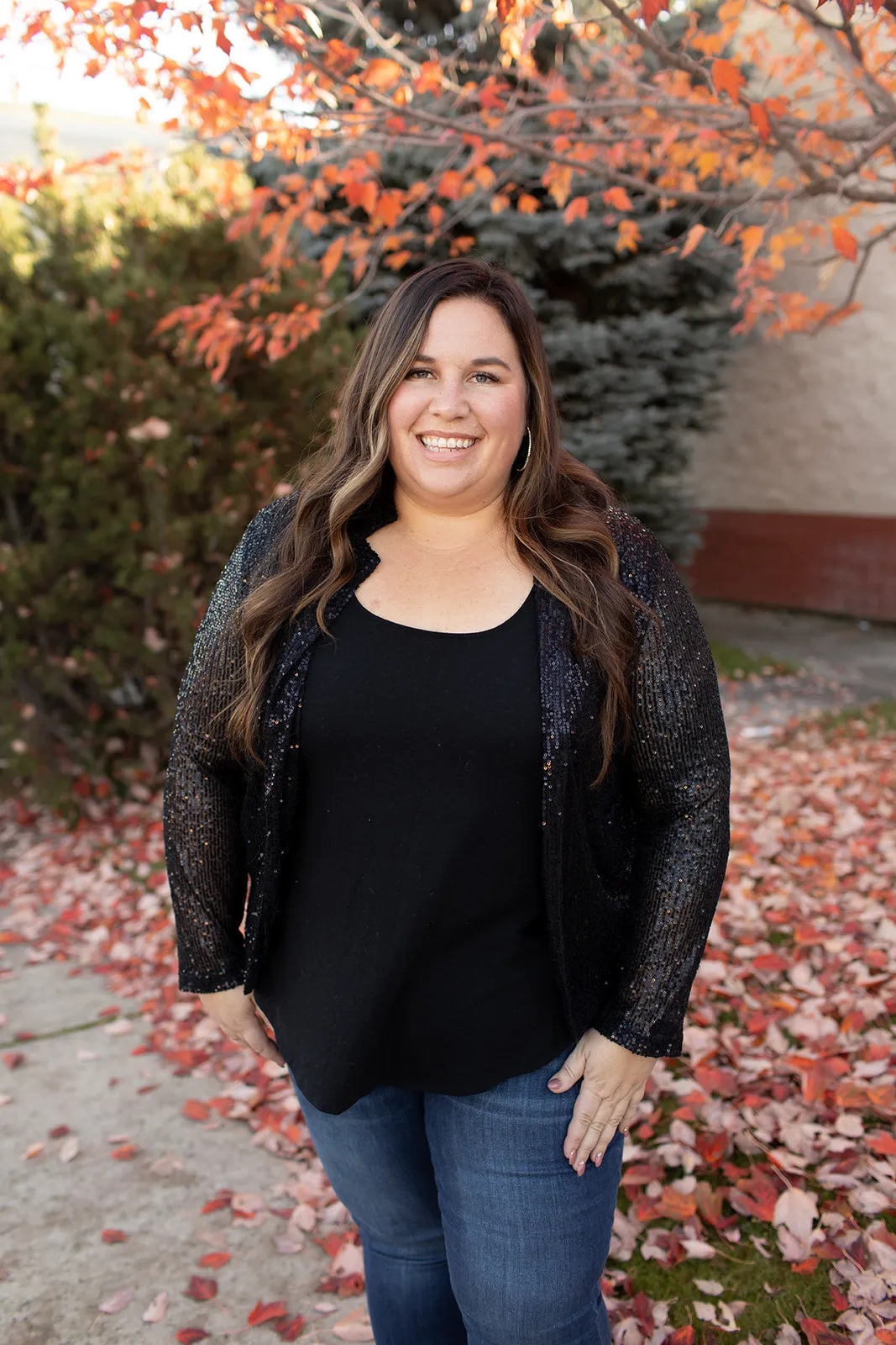 Black Sequin Stretch Blazer (SM-3X)