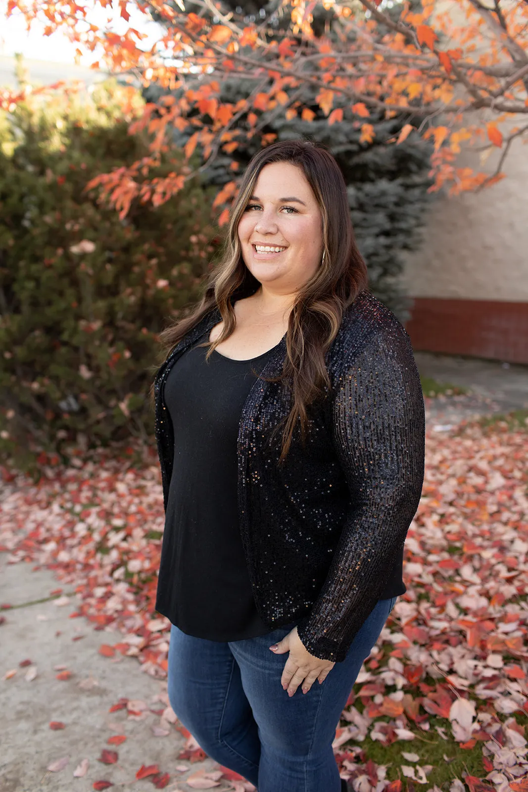 Black Sequin Stretch Blazer (SM-3X)