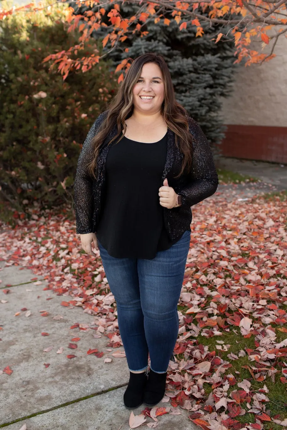Black Sequin Stretch Blazer (SM-3X)