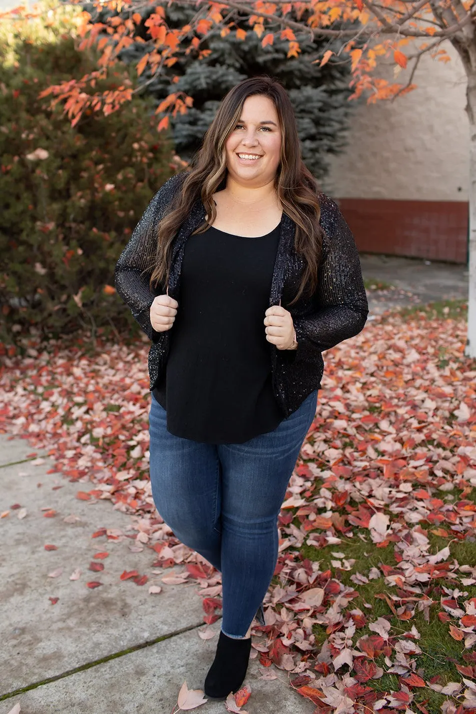 Black Sequin Stretch Blazer (SM-3X)