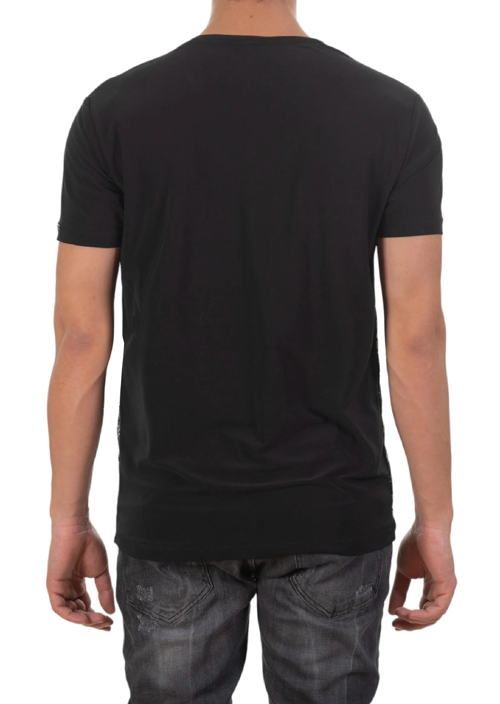 Black Silver Collage Sequin Tech Tee